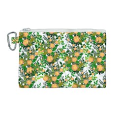 Peach Roses White Canvas Cosmetic Bag (large) by snowwhitegirl