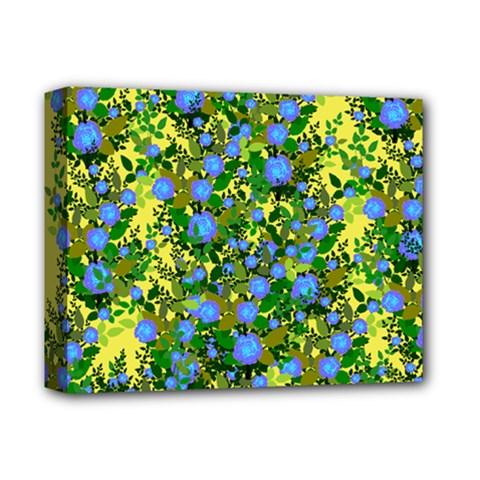 Blue Luminescent Roses Yellow Deluxe Canvas 14  X 11  (stretched)