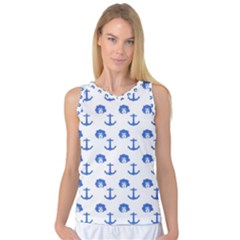 Vintage Face Anchor Blue Women s Basketball Tank Top by snowwhitegirl