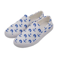 Vintage Face Anchor Blue Women s Canvas Slip Ons by snowwhitegirl