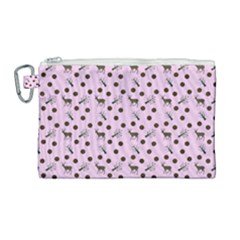 Pink Deer Pattern Canvas Cosmetic Bag (large)