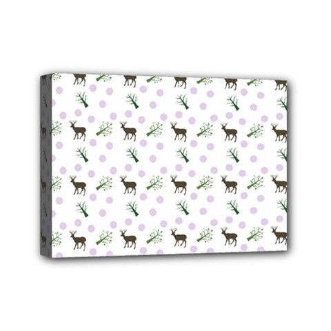 White Deer Pattern Mini Canvas 7  X 5  (stretched)