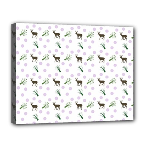 White Deer Pattern Canvas 14  X 11  (stretched) by snowwhitegirl