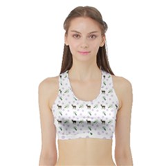 White Deer Pattern Sports Bra With Border