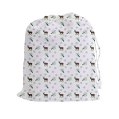 White Deer Pattern Drawstring Pouch (xxl)