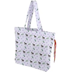 White Deer Pattern Drawstring Tote Bag