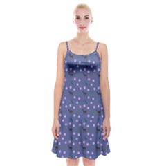 Blue Deer Pattern Spaghetti Strap Velvet Dress