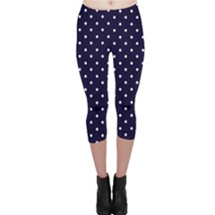 Little  Dots Navy Blue Capri Leggings 