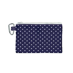 Little  Dots Navy Blue Canvas Cosmetic Bag (small) by snowwhitegirl