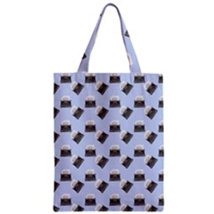 Retro Typewriter Blue Pattern Zipper Classic Tote Bag