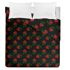 Red Roses Black Duvet Cover Double Side (queen Size) by snowwhitegirl