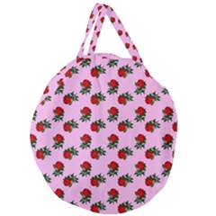 Red Roses Pink Giant Round Zipper Tote