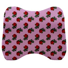 Red Roses Pink Velour Head Support Cushion by snowwhitegirl