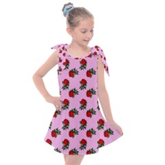 Red Roses Pink Kids  Tie Up Tunic Dress