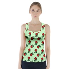 Red Roses Green Racer Back Sports Top by snowwhitegirl