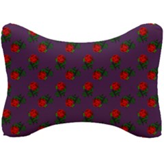 Red Roses Purple Seat Head Rest Cushion by snowwhitegirl