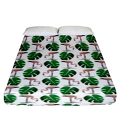 Flamingo Leaf Patttern Fitted Sheet (king Size) by snowwhitegirl