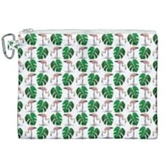 Flamingo Leaf Patttern Canvas Cosmetic Bag (xxl) by snowwhitegirl