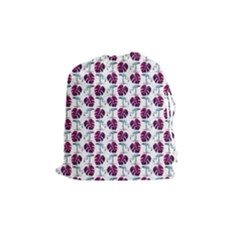 Flamingo Leaf Patttern Blue Drawstring Pouch (medium)