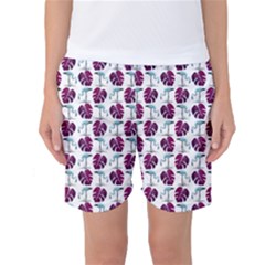 Flamingo Leaf Patttern Blue Women s Basketball Shorts