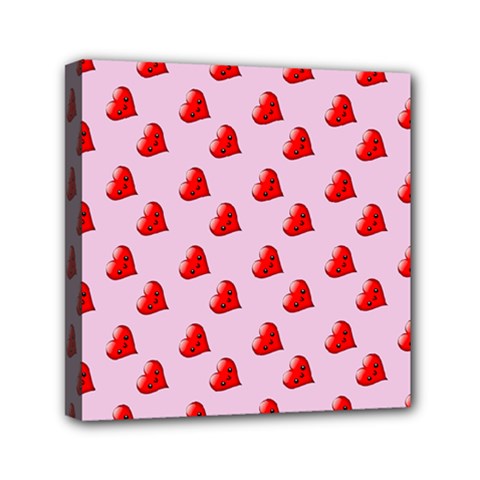 Kawai Hearts Mini Canvas 6  X 6  (stretched)