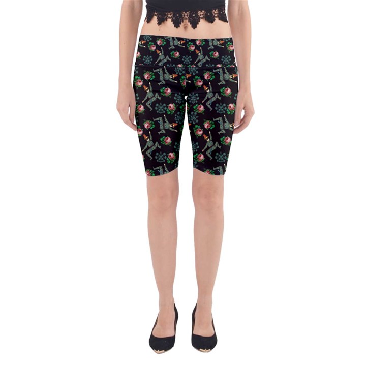 Vintage Jester Floral Pattern Yoga Cropped Leggings