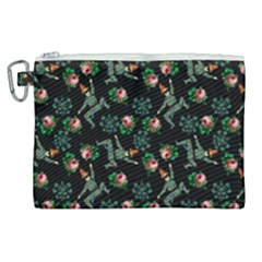 Vintage Jester Floral Pattern Canvas Cosmetic Bag (xl) by snowwhitegirl