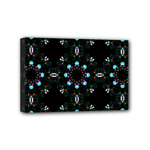 Embroidery Paisley Black Mini Canvas 6  X 4  (stretched)