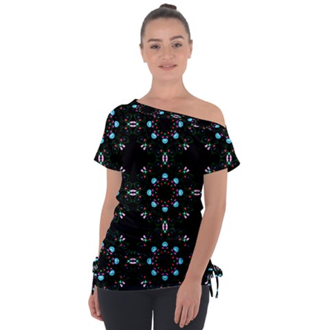 Embroidery Paisley Black Tie-up Tee by snowwhitegirl