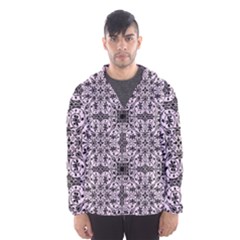 Ornamental Pink Black Hooded Windbreaker (men)