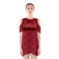 Victorian Paisley Red Shoulder Cutout One Piece Dress