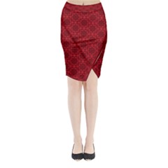Victorian Paisley Red Midi Wrap Pencil Skirt