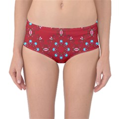 Embroidery Paisley Red Mid-waist Bikini Bottoms by snowwhitegirl