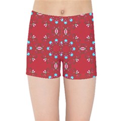 Embroidery Paisley Red Kids Sports Shorts by snowwhitegirl