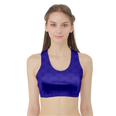 Victorian Paisley Royal Blue Pattern Sports Bra With Border