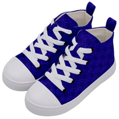 Victorian Paisley Royal Blue Pattern Kid s Mid-top Canvas Sneakers by snowwhitegirl