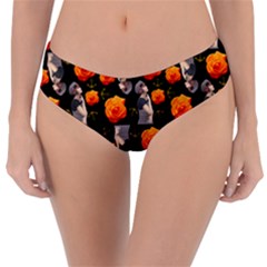 Girl With Roses And Anchors Black Reversible Classic Bikini Bottoms by snowwhitegirl