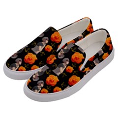 Girl With Roses And Anchors Black Men s Canvas Slip Ons by snowwhitegirl