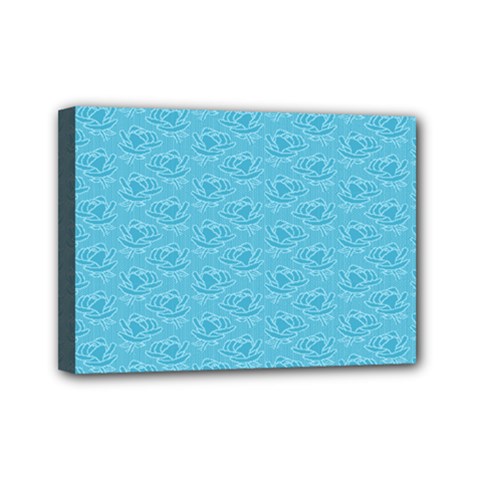 Retro Blue Pattern Mini Canvas 7  X 5  (stretched) by snowwhitegirl