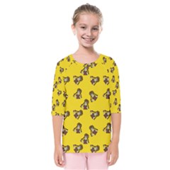 Girl With Popsicle Yello Kids  Quarter Sleeve Raglan Tee