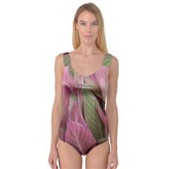 Pink Leaves Princess Tank Leotard 