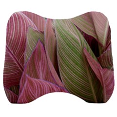 Pink Leaves Velour Head Support Cushion by snowwhitegirl