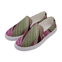 Pink Leaves Women s Canvas Slip Ons by snowwhitegirl