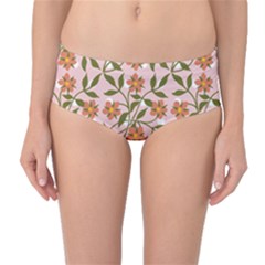 Pink Dot Floral Mid-waist Bikini Bottoms