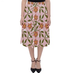 Pink Dot Floral Classic Midi Skirt by snowwhitegirl