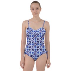 Blue Dot Floral Sweetheart Tankini Set by snowwhitegirl