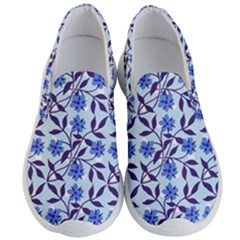 Blue Dot Floral Men s Lightweight Slip Ons by snowwhitegirl