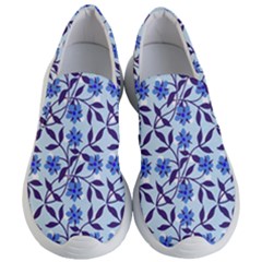 Blue Dot Floral Women s Lightweight Slip Ons by snowwhitegirl