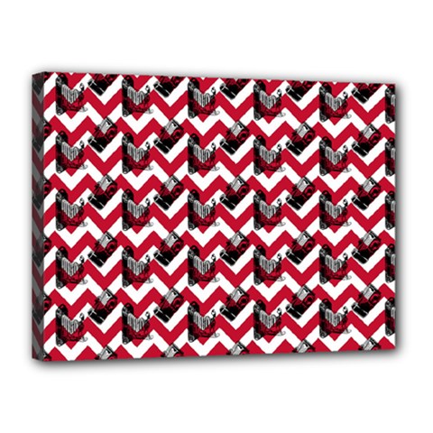 Vintage Camera Chevron Canvas 16  X 12  (stretched)