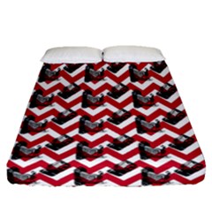 Vintage Camera Chevron Fitted Sheet (queen Size)